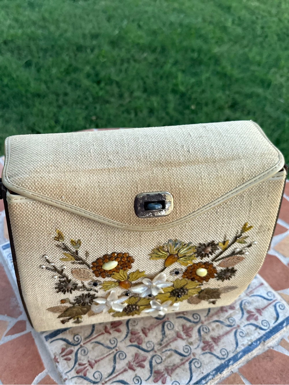 vintage handmade 1960s or 1970s Town & Country kit wooden sides bag